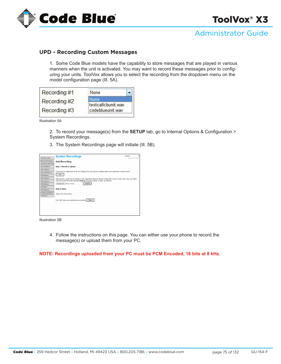 Toolvox® x3, Administrator guide | Code Blue TOOLVOX X3 User Manual | Page 75 / 132