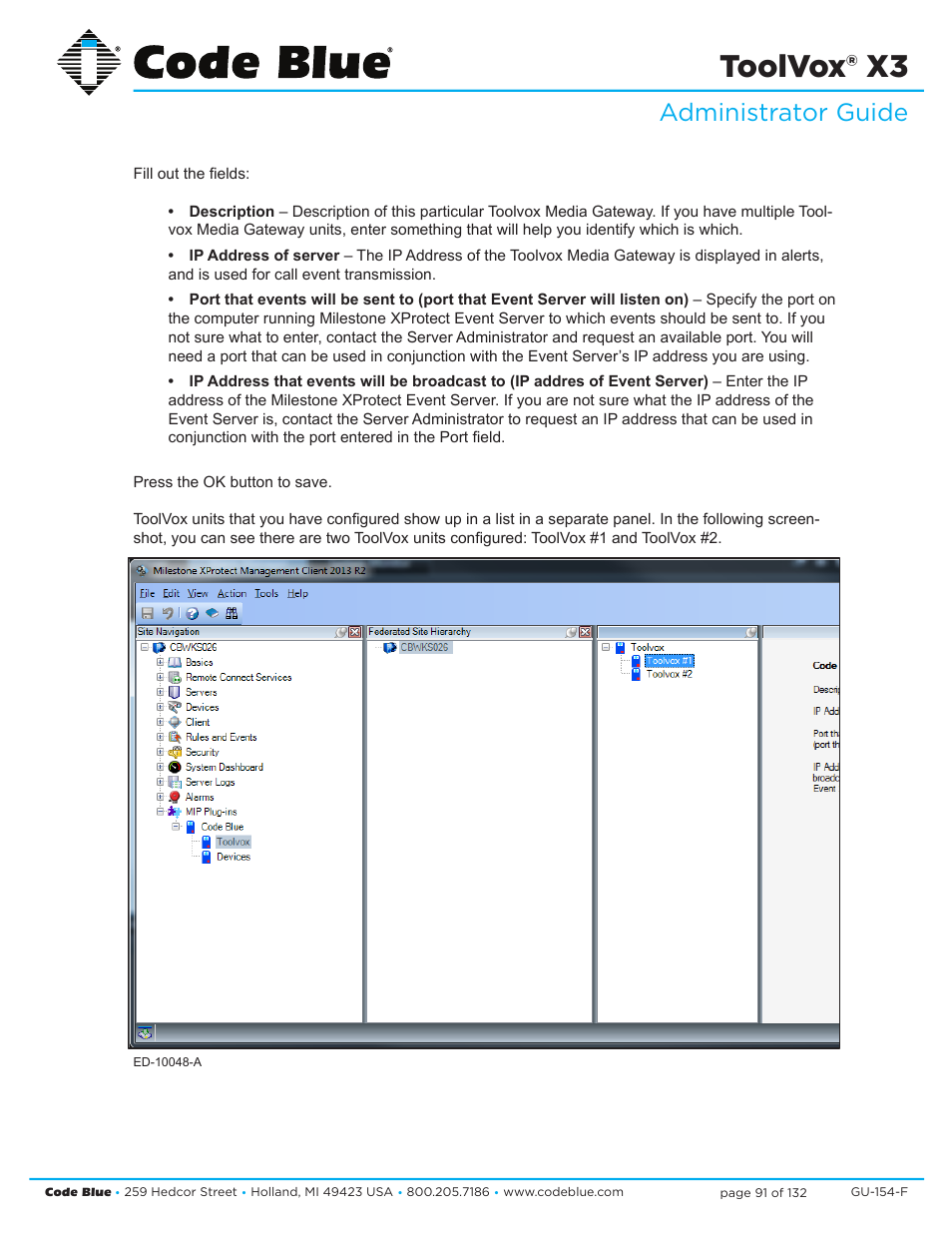 Toolvox® x3, Administrator guide, User guide | Code Blue TOOLVOX X3 User Manual | Page 91 / 132