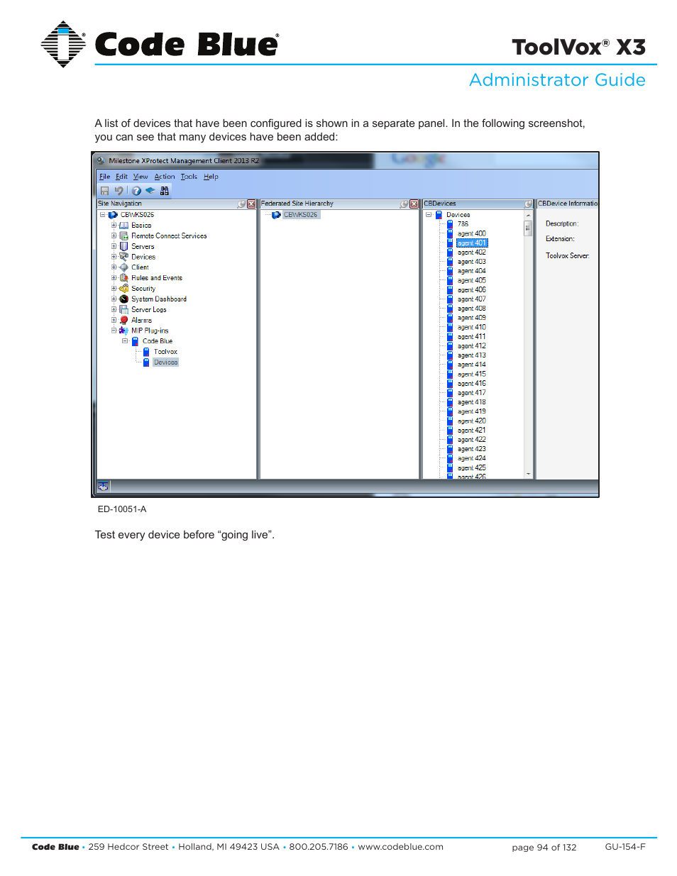 Toolvox® x3, Administrator guide, User guide | Code Blue TOOLVOX X3 User Manual | Page 94 / 132