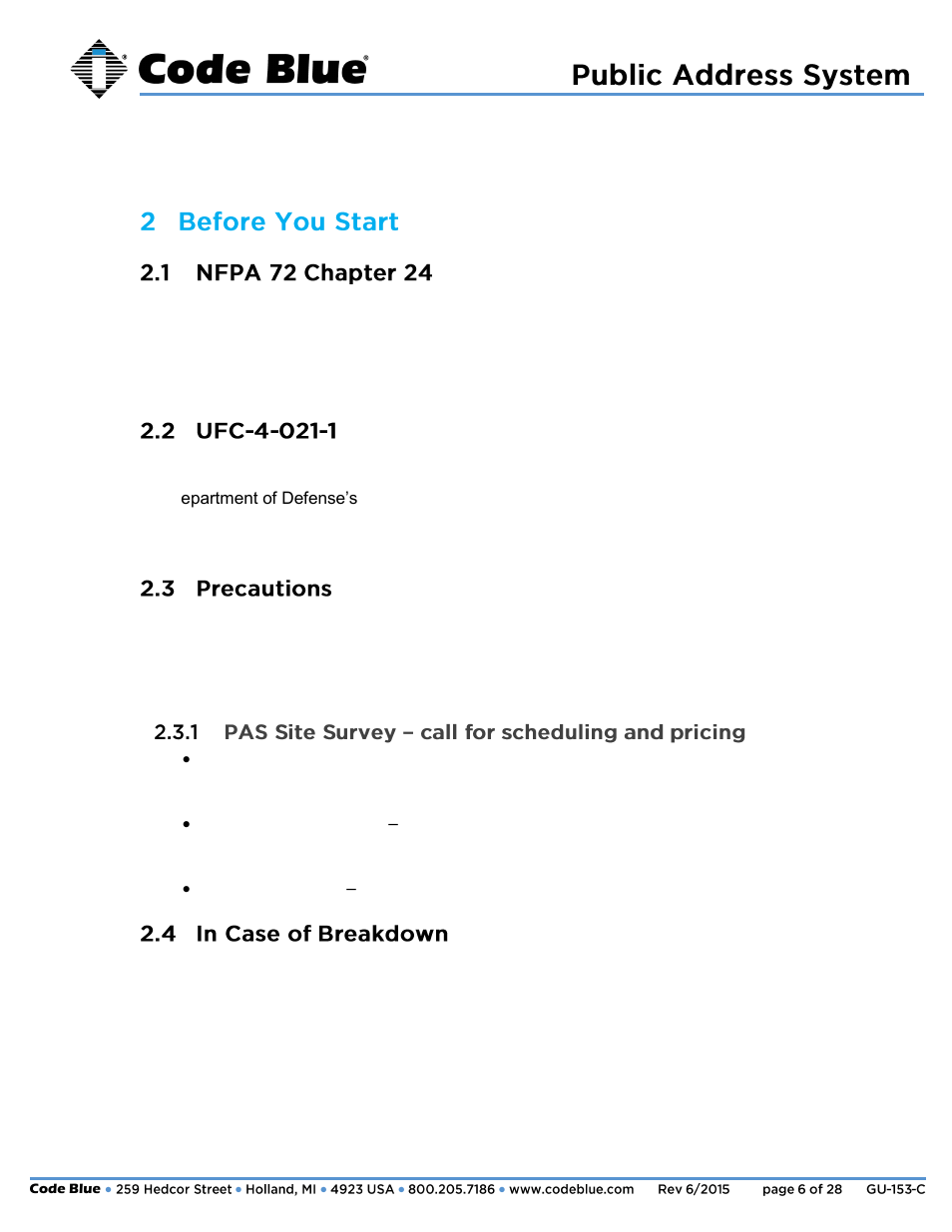 2 before you start, Administrator guide | Code Blue 360-DEGREE PEDESTAL MOUNT PUBLIC ADDRESS SPEAKER User Manual | Page 6 / 28