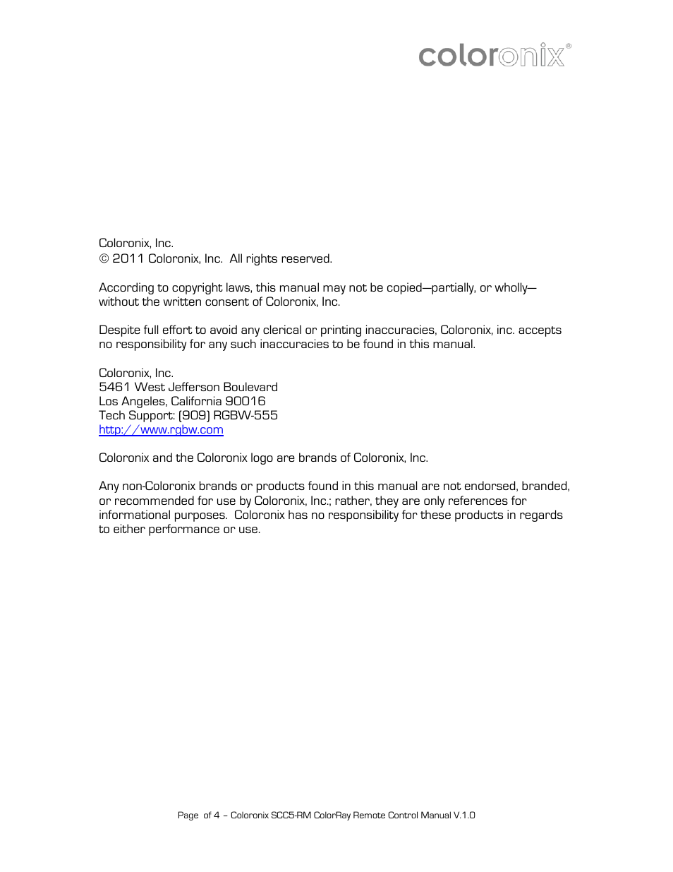 Coloronix SCC5-RM User Manual | Page 2 / 4