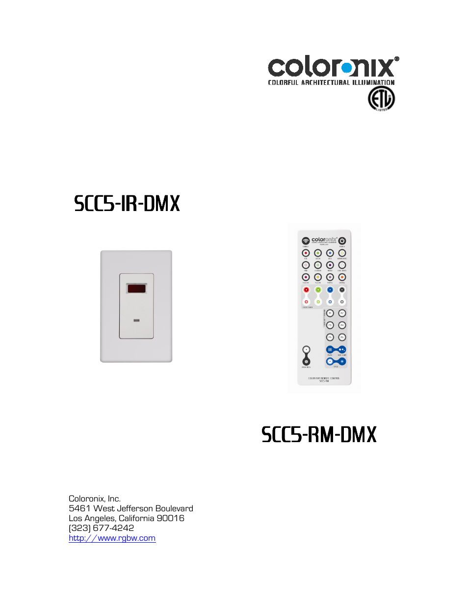 Coloronix SCC5 User Manual | 7 pages