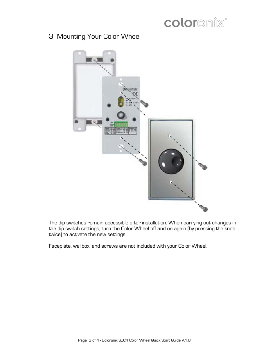 Mounting your color wheel | Coloronix SCC4 User Manual | Page 3 / 4