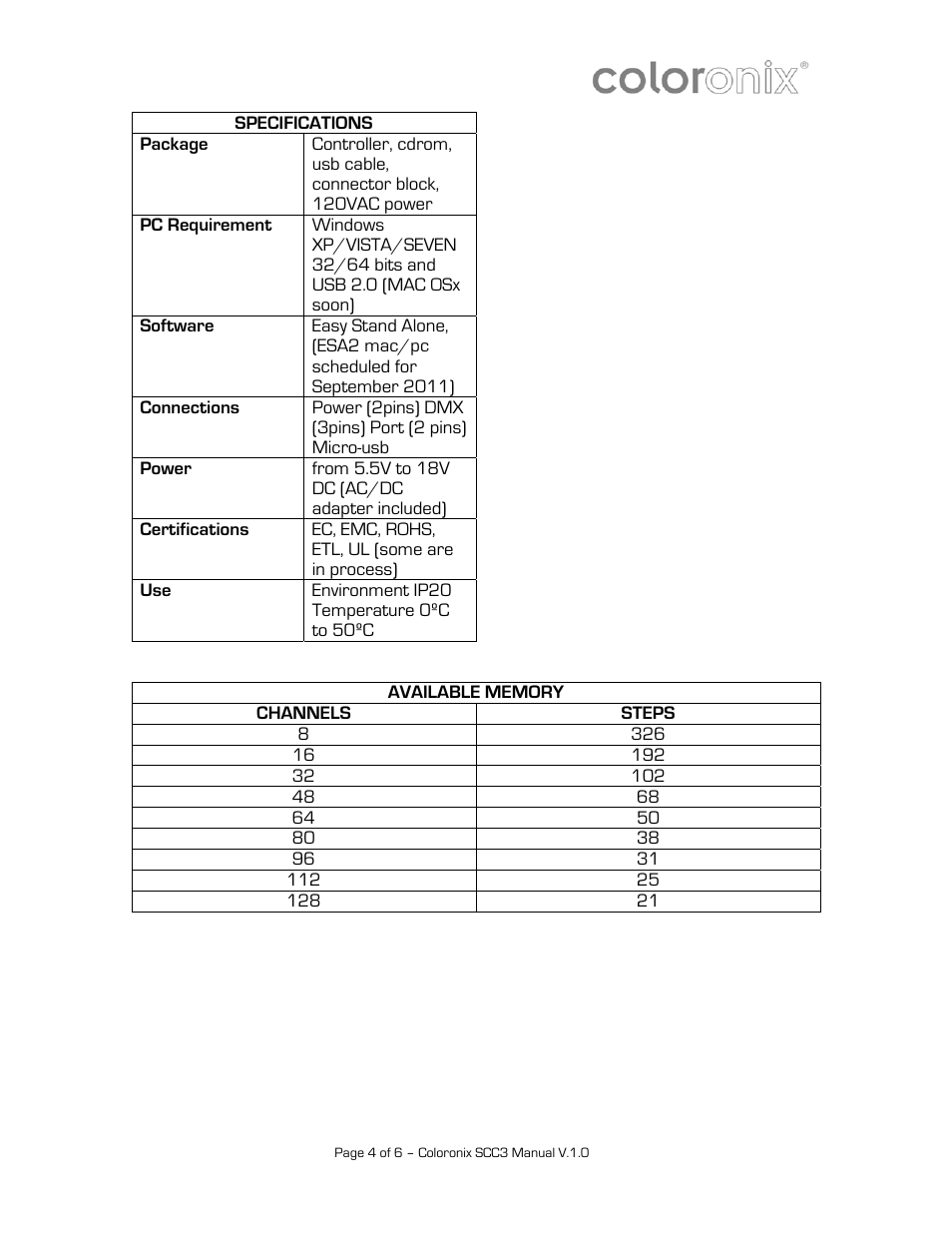 Coloronix SCC3 User Manual | Page 4 / 6