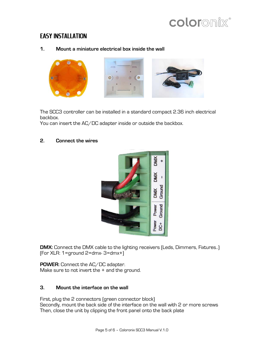 Easy installation | Coloronix SCC3 User Manual | Page 5 / 6