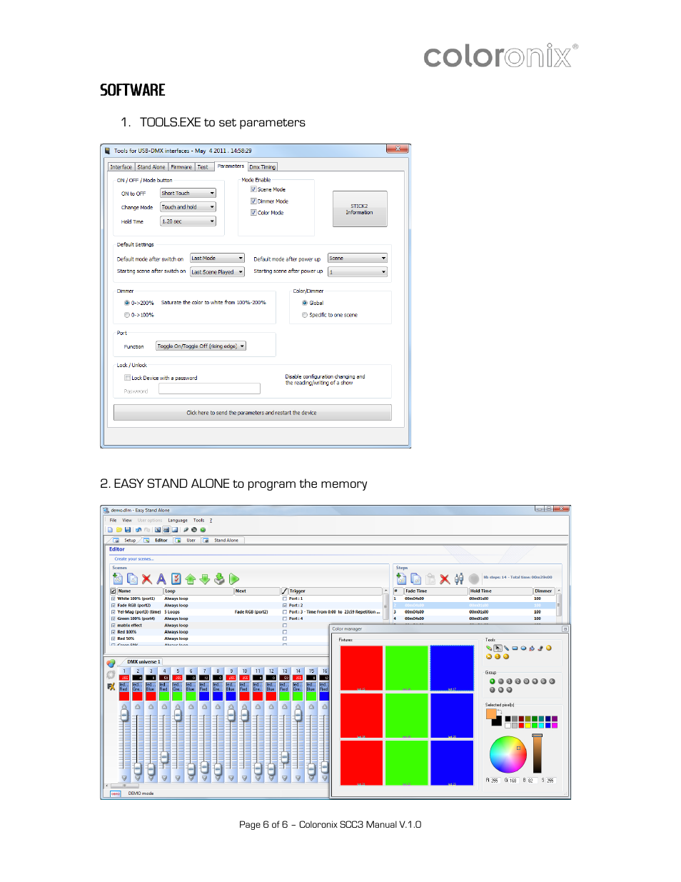 Software | Coloronix SCC3 User Manual | Page 6 / 6