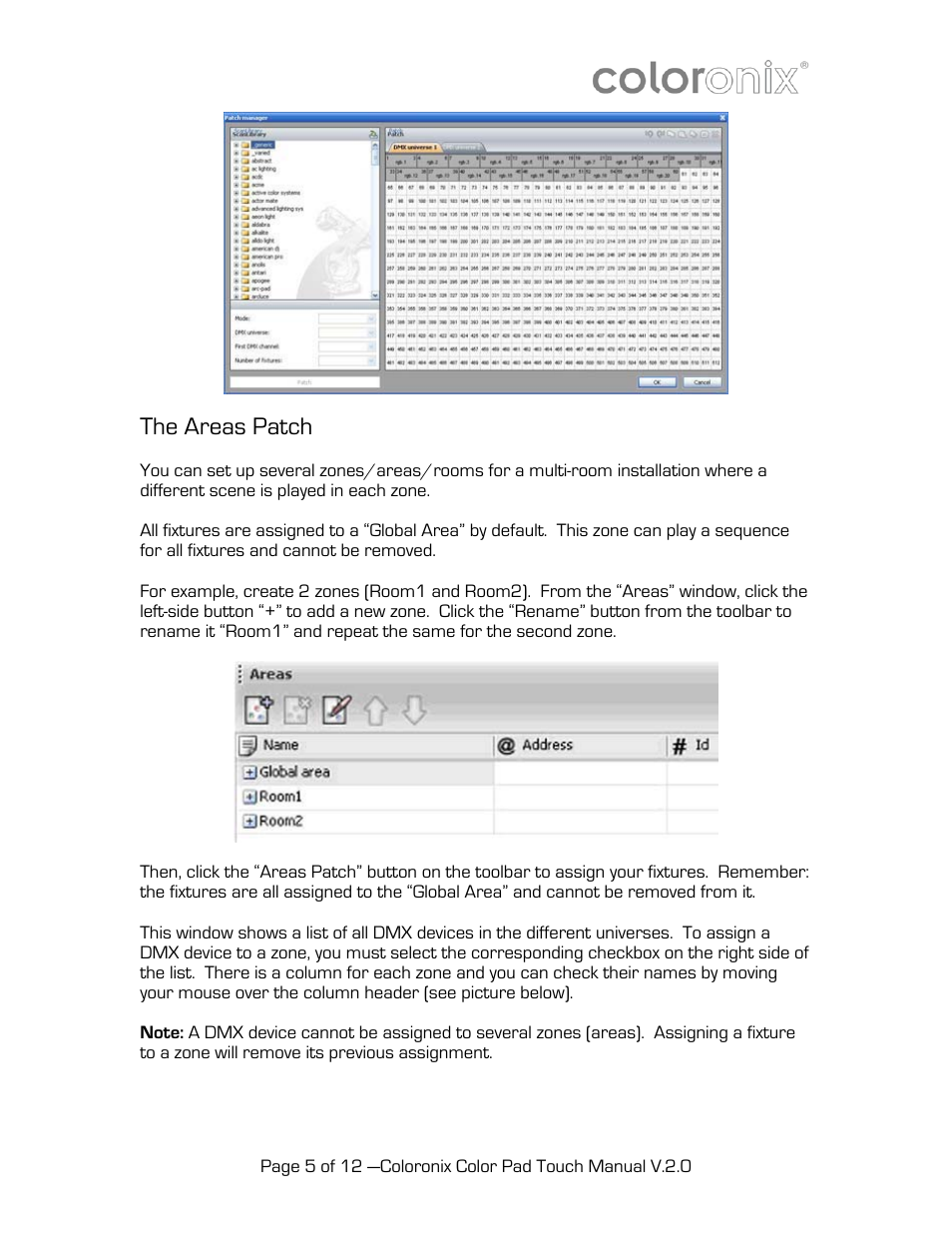 The areas patch | Coloronix SCC1 User Manual | Page 5 / 12