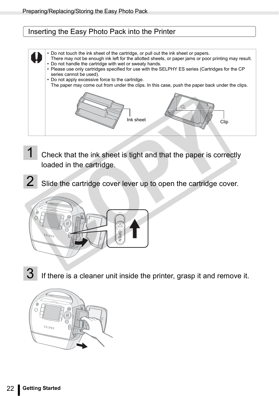 Co py | Canon SELPHY ES3 CDP-E063-010 User Manual | Page 22 / 124