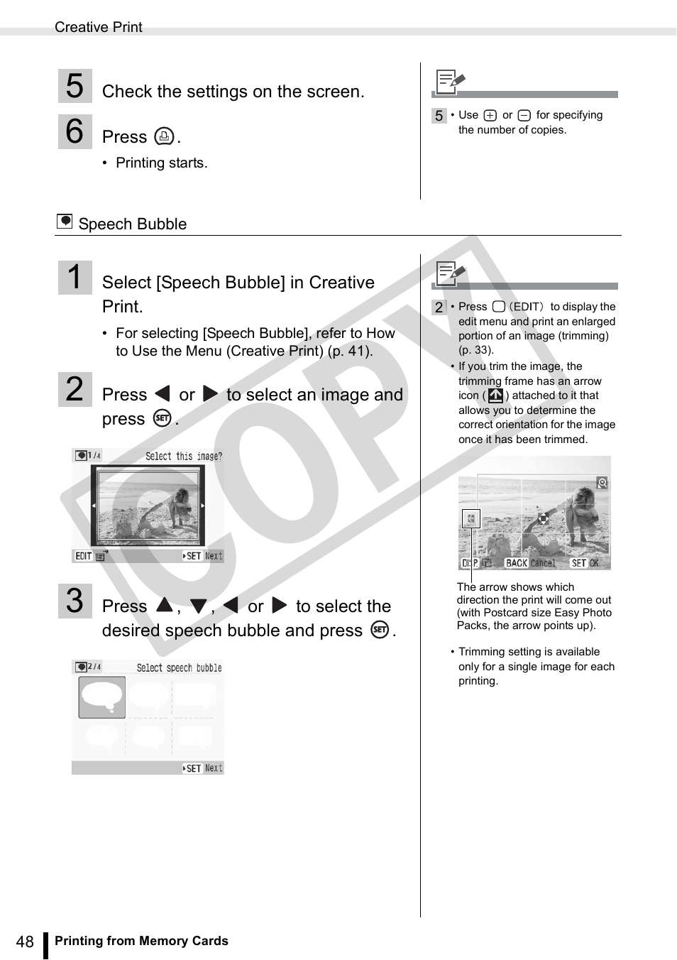 Co py | Canon SELPHY ES3 CDP-E063-010 User Manual | Page 48 / 124