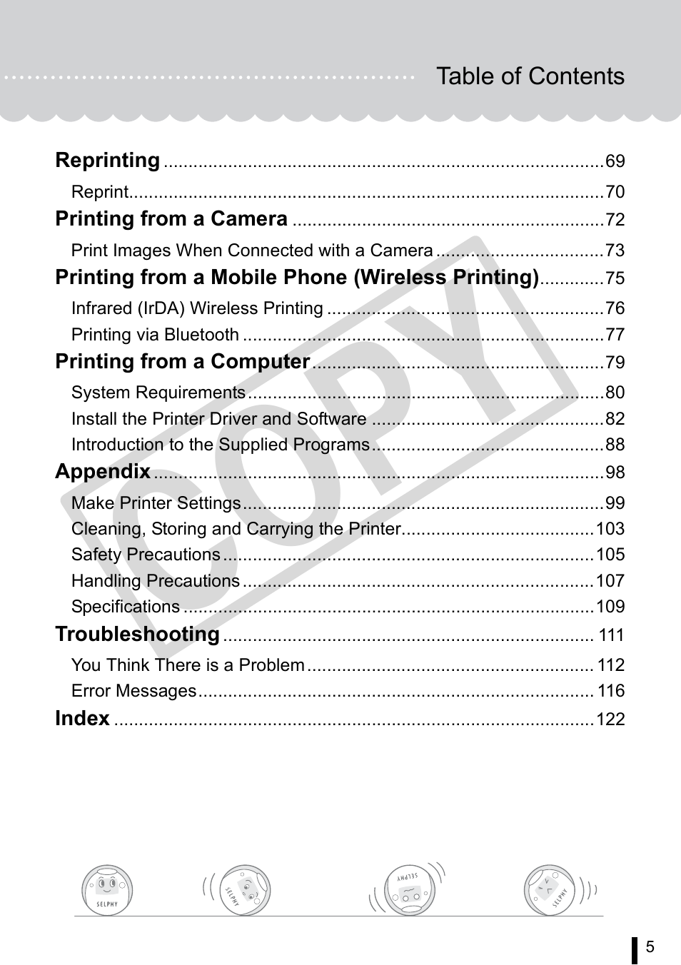 C o py | Canon SELPHY ES3 CDP-E063-010 User Manual | Page 5 / 124