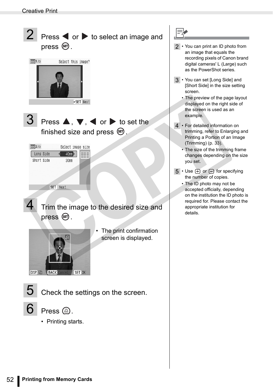 Co py | Canon SELPHY ES3 CDP-E063-010 User Manual | Page 52 / 124