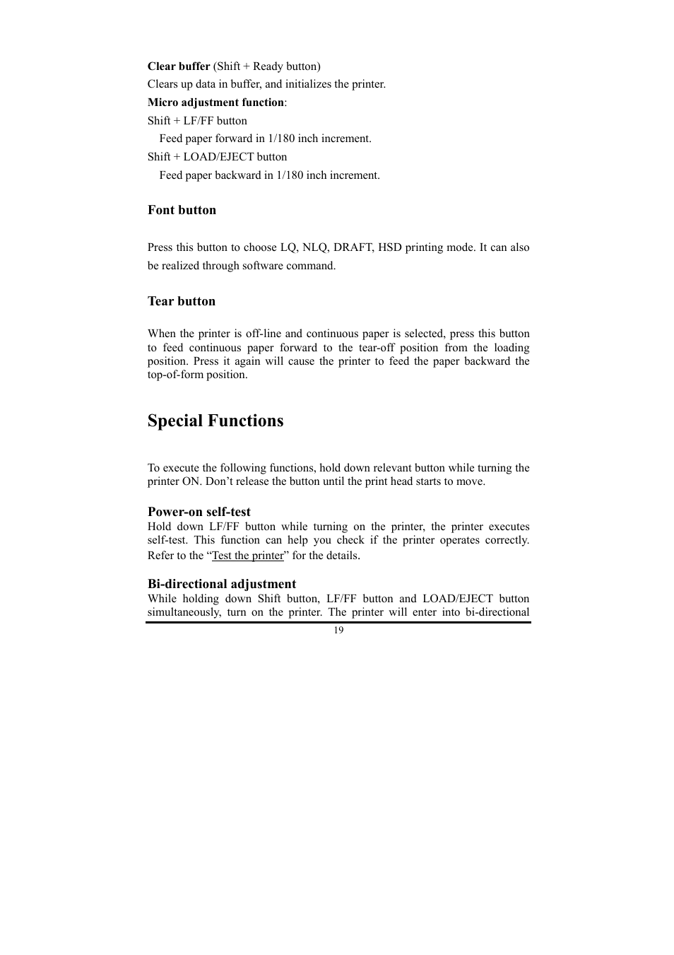 Special functions | Compuprint 3056 User Manual | Page 28 / 75