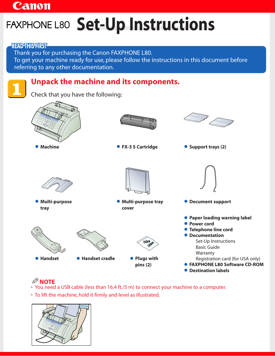 Canon FAXPHONE L80 User Manual | 8 pages