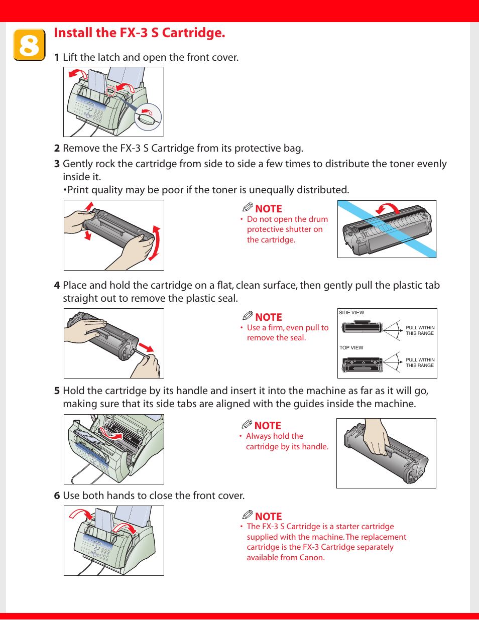 Install the fx-3 s cartridge | Canon FAXPHONE L80 User Manual | Page 5 / 8