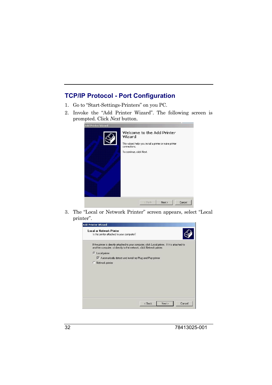 Tcp/ip protocol - port configuration | Compuprint 9050 LAN Installation User Manual | Page 32 / 62