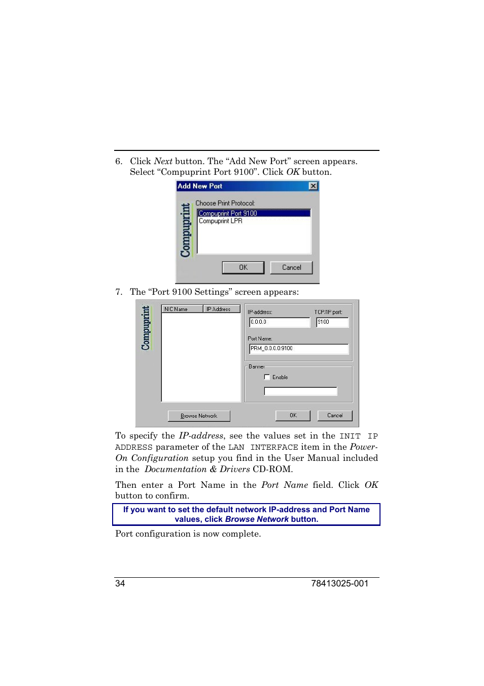 Compuprint 9050 LAN Installation User Manual | Page 34 / 62