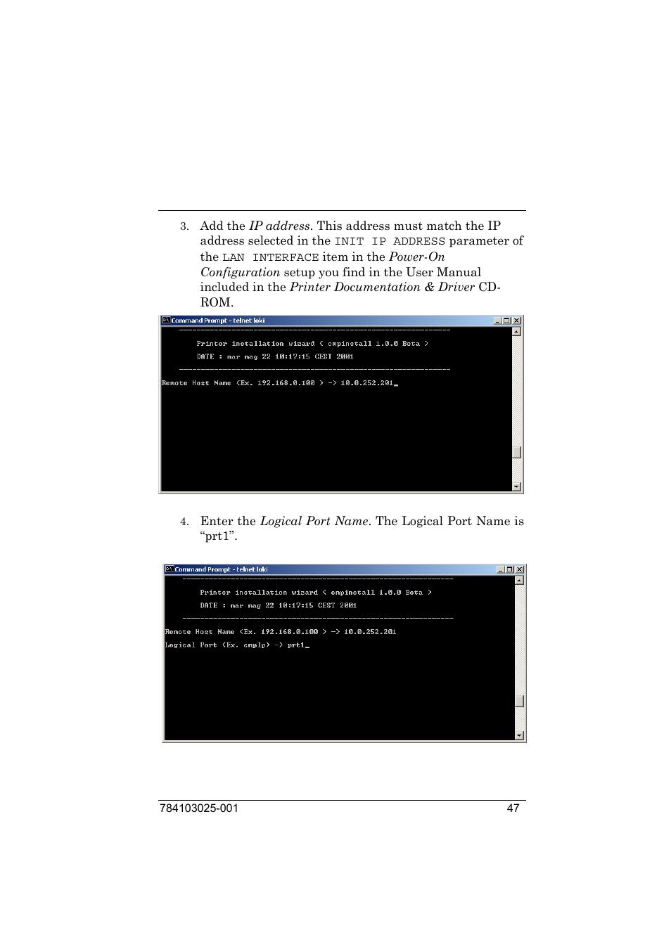 Compuprint 9050 LAN Installation User Manual | Page 47 / 62