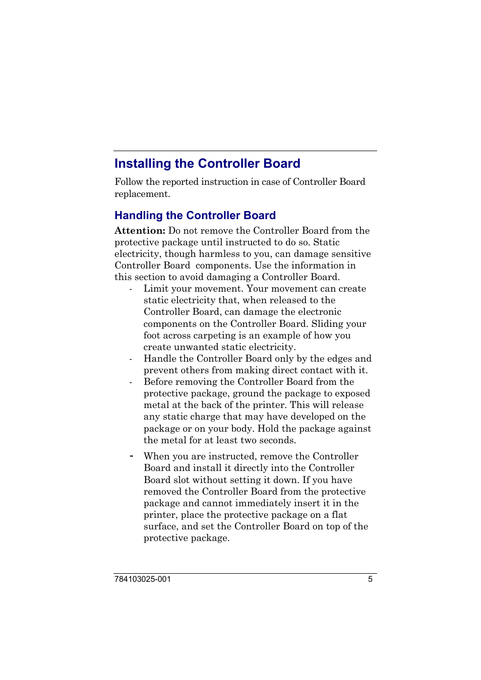 Installing the controller board, Handling the controller board | Compuprint 9050 LAN Installation User Manual | Page 5 / 62