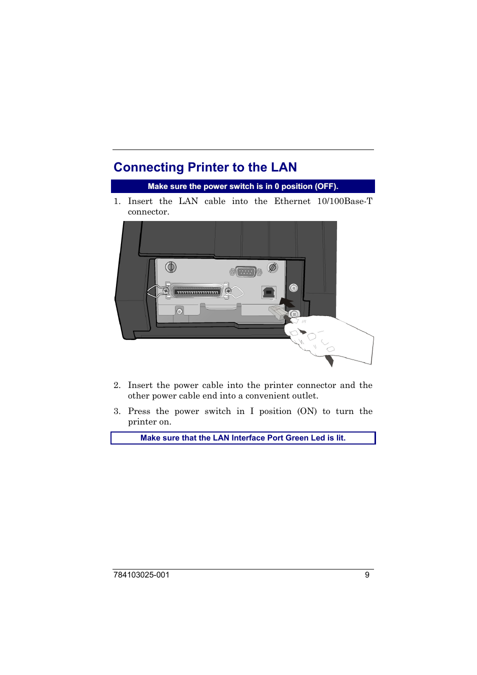 Connecting printer to the lan | Compuprint 9050 LAN Installation User Manual | Page 9 / 62