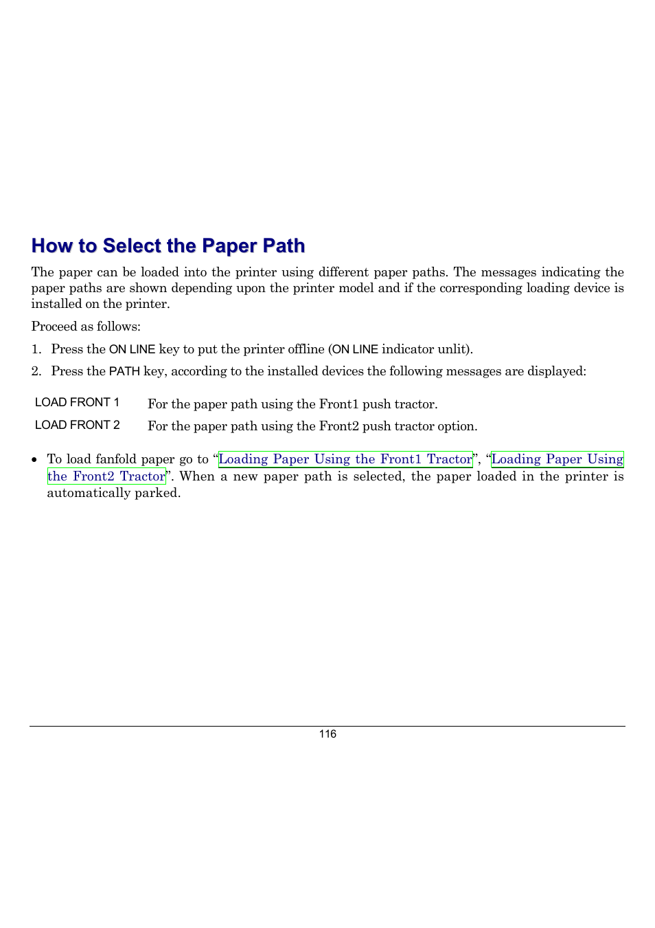 How to select the paper path | Compuprint 10300 User Manual | Page 120 / 170