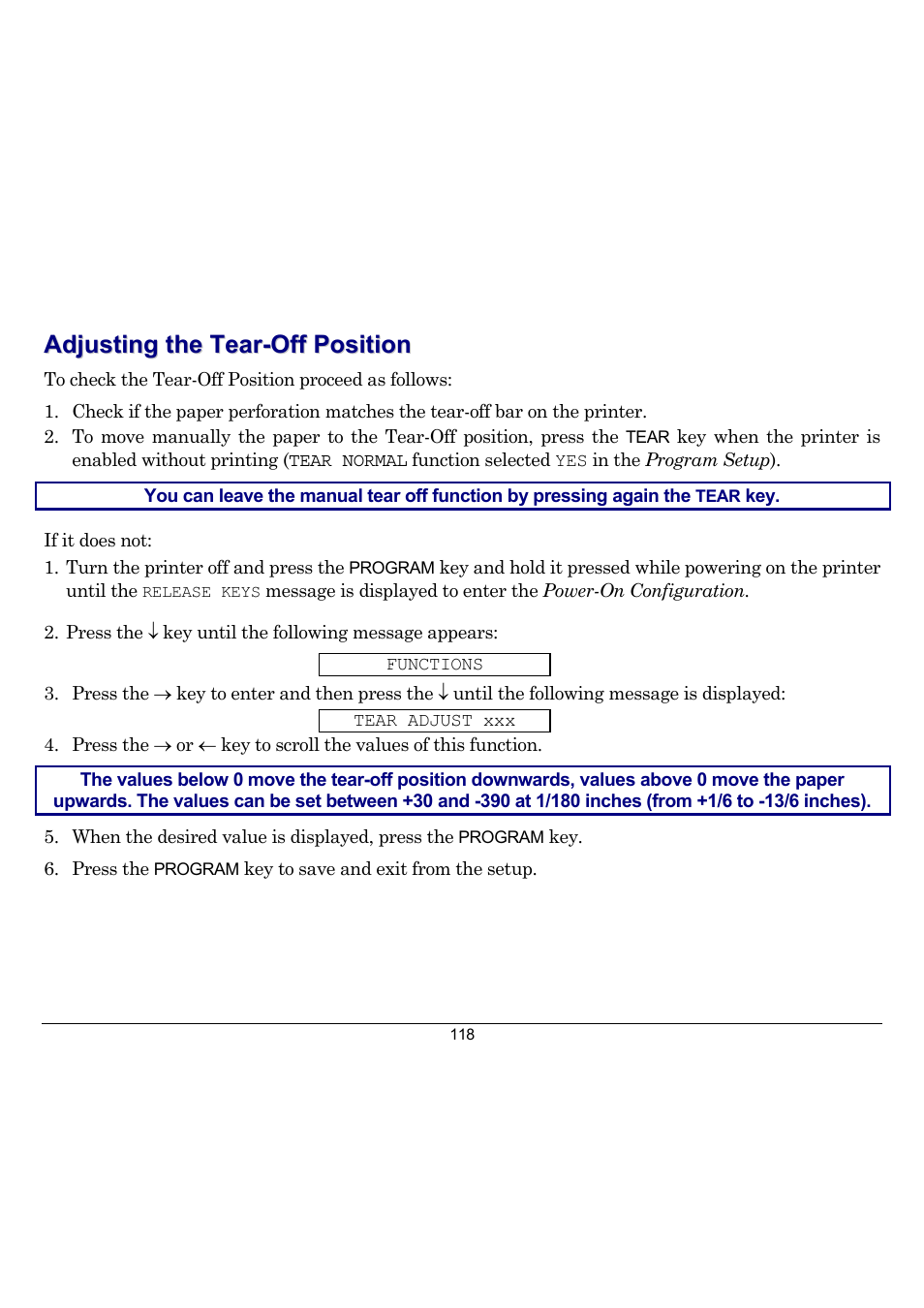 Adjusting the tear-off position | Compuprint 10300 User Manual | Page 122 / 170