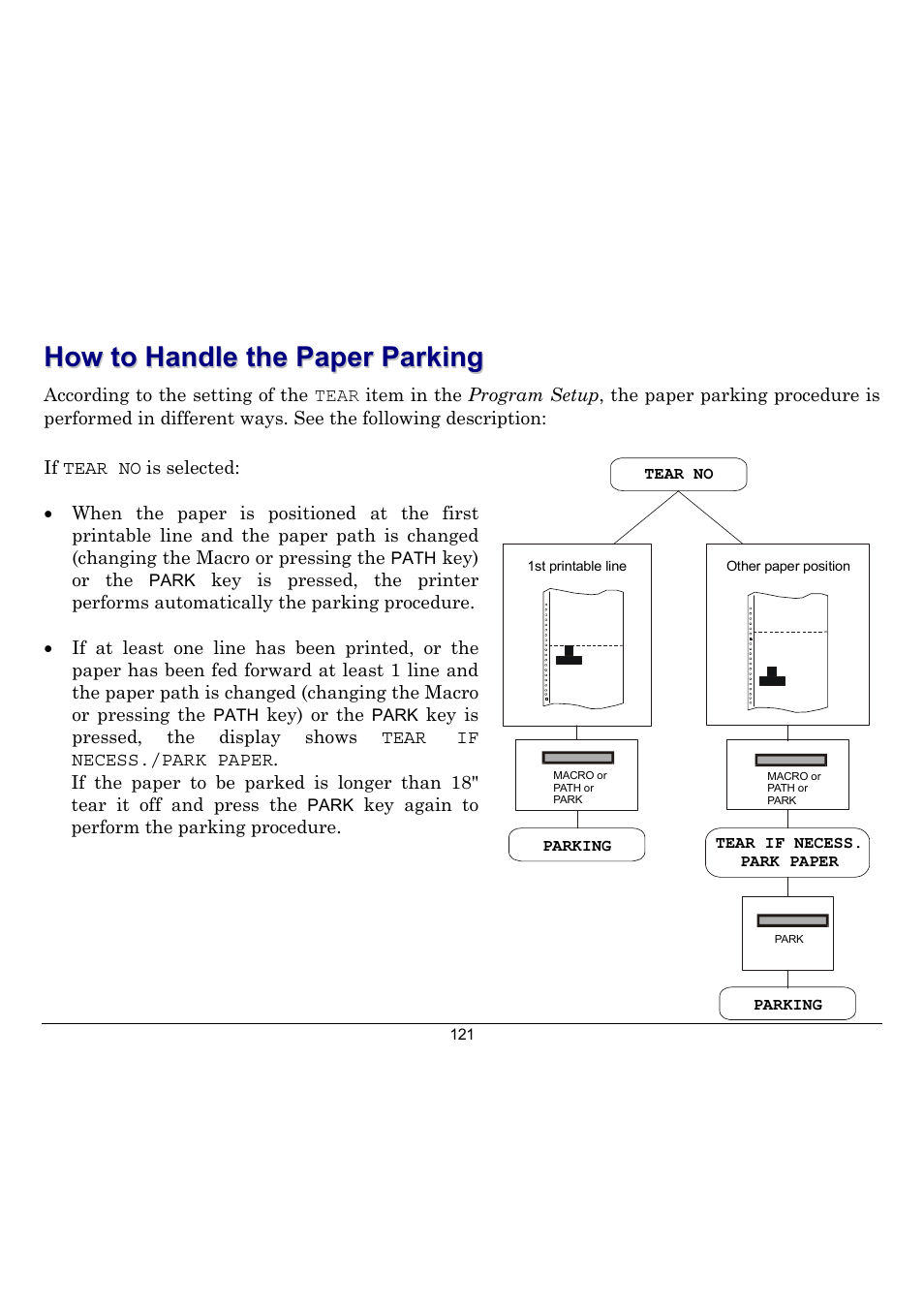 How to handle the paper parking | Compuprint 10300 User Manual | Page 125 / 170