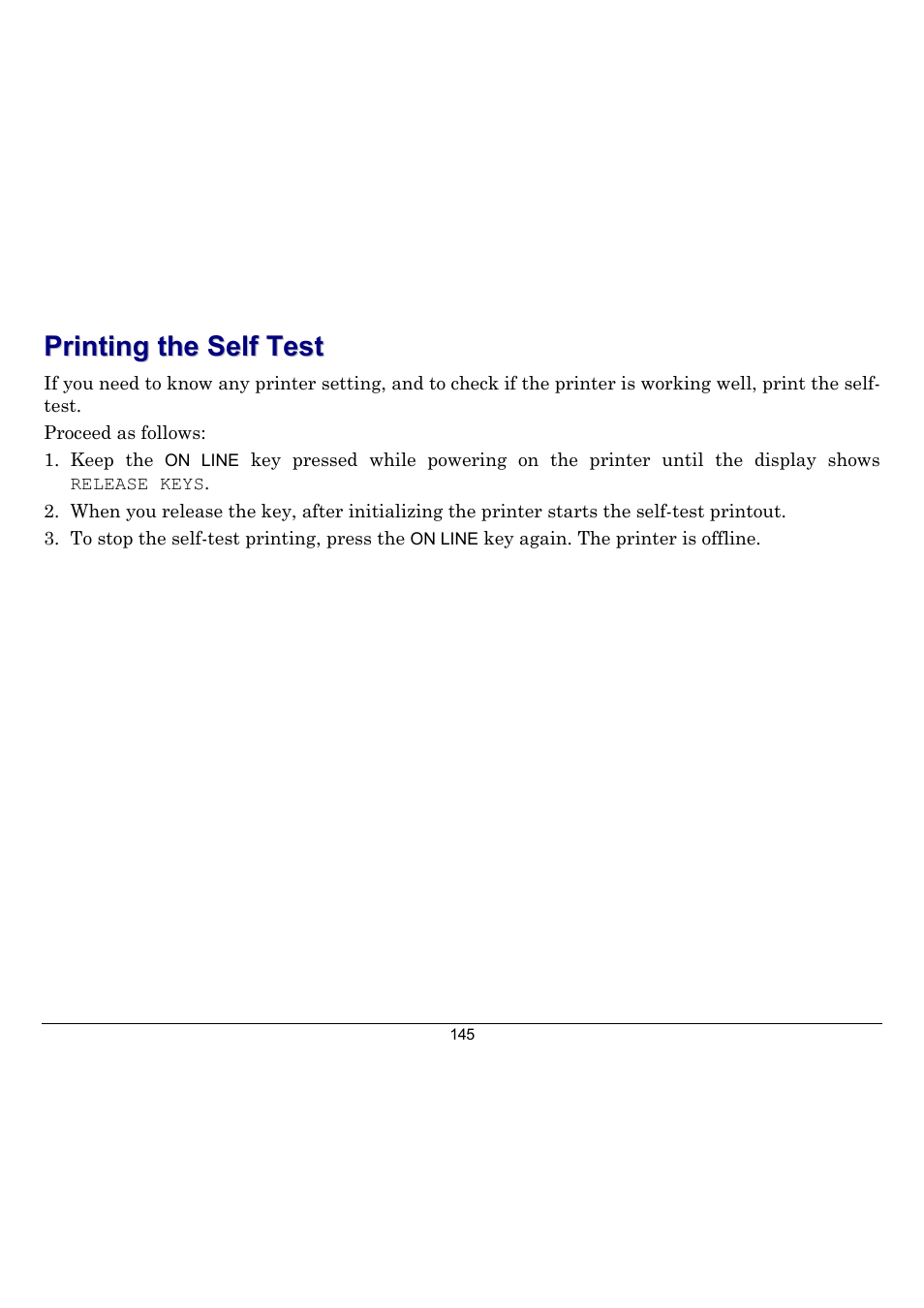 Printing the self test | Compuprint 10300 User Manual | Page 149 / 170