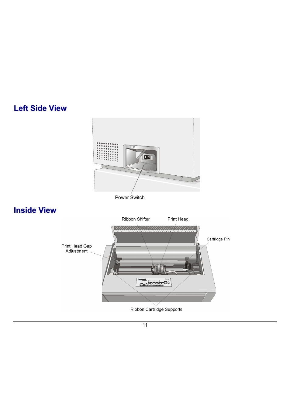 Left side view, Inside view | Compuprint 10300 User Manual | Page 15 / 170