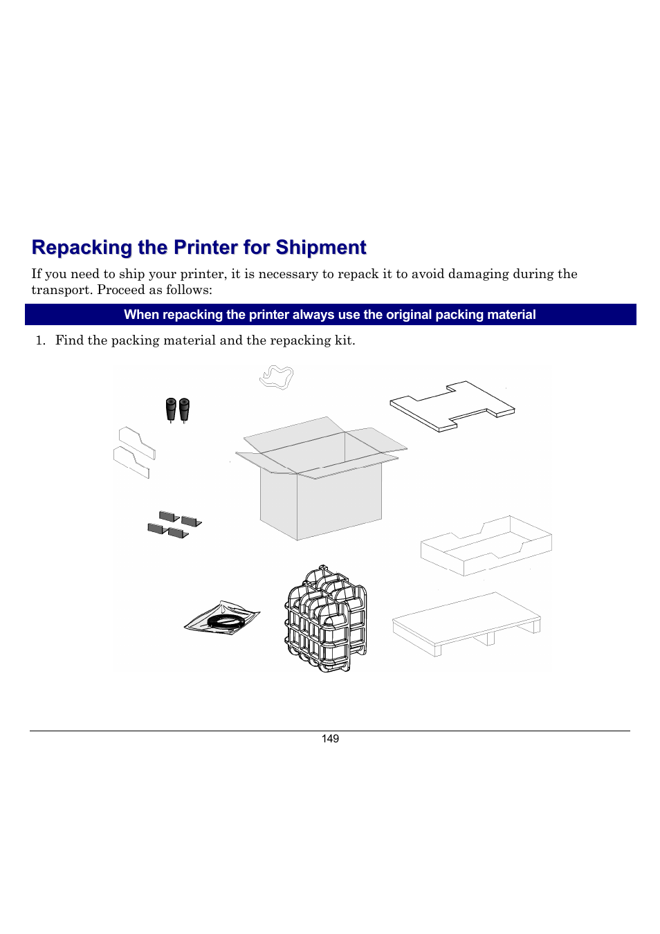 Repacking the printer for shipment | Compuprint 10300 User Manual | Page 153 / 170
