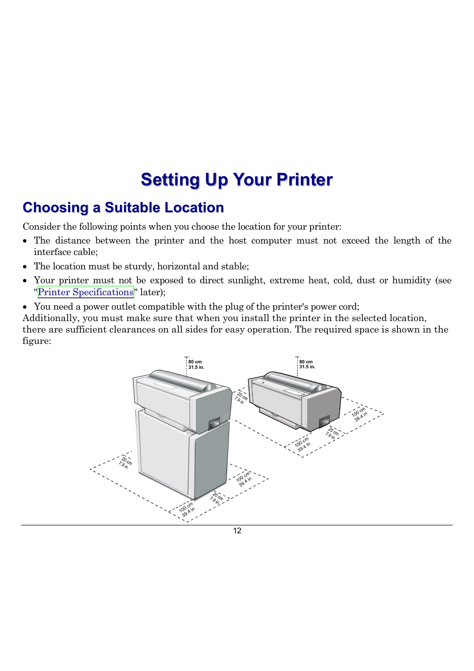 Setting up your printer, Choosing a suitable location | Compuprint 10300 User Manual | Page 16 / 170