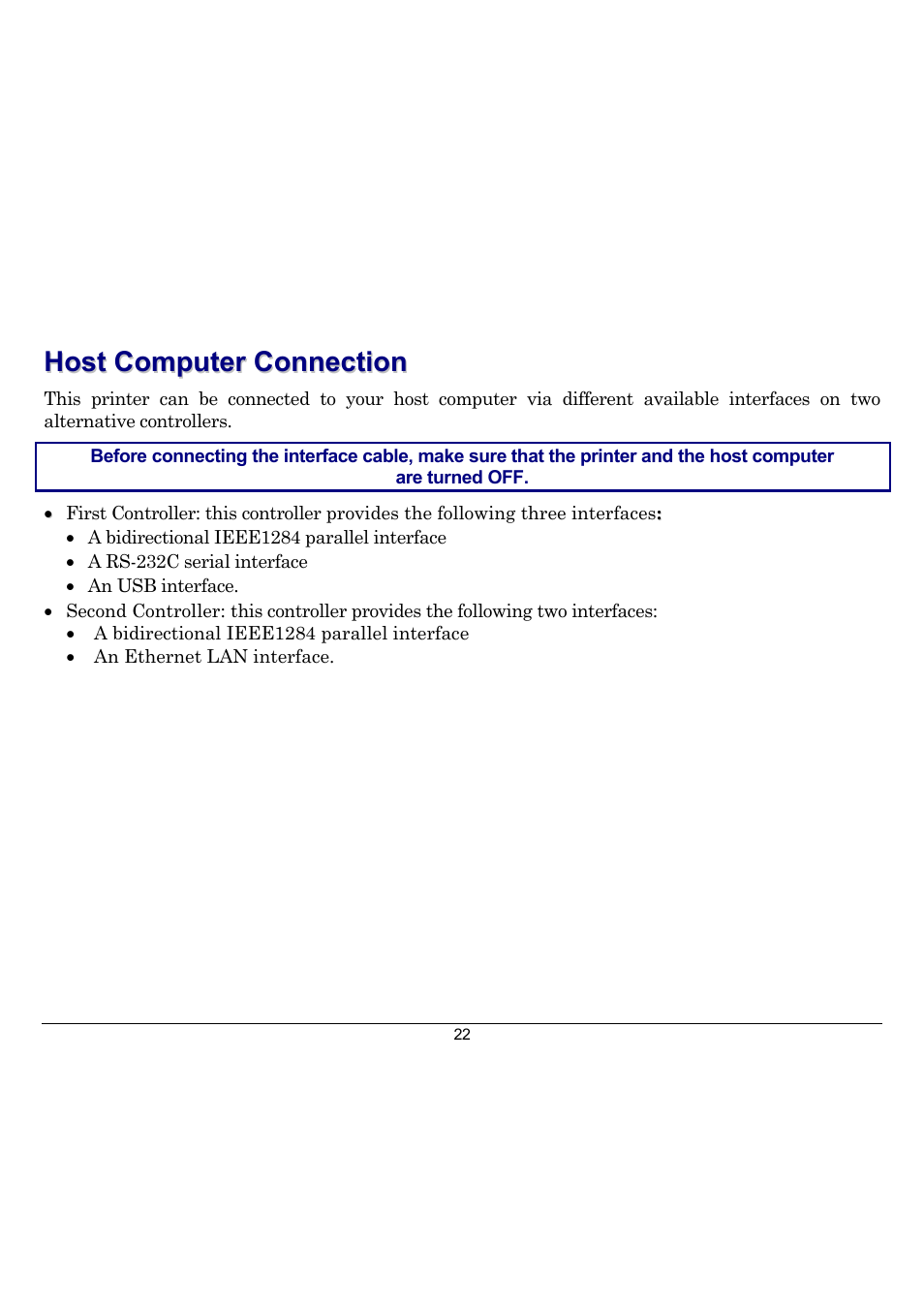 Host computer connection | Compuprint 10300 User Manual | Page 26 / 170