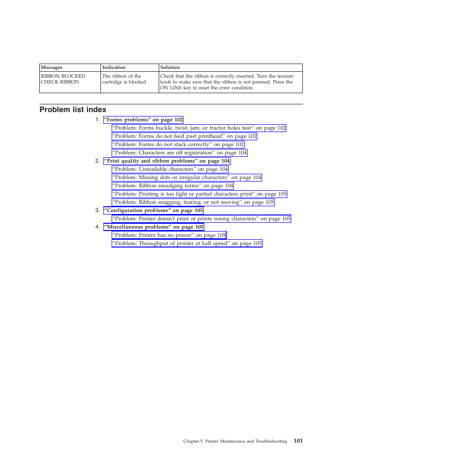 Problem list index | Compuprint 4247-L03 User Manual | Page 113 / 142