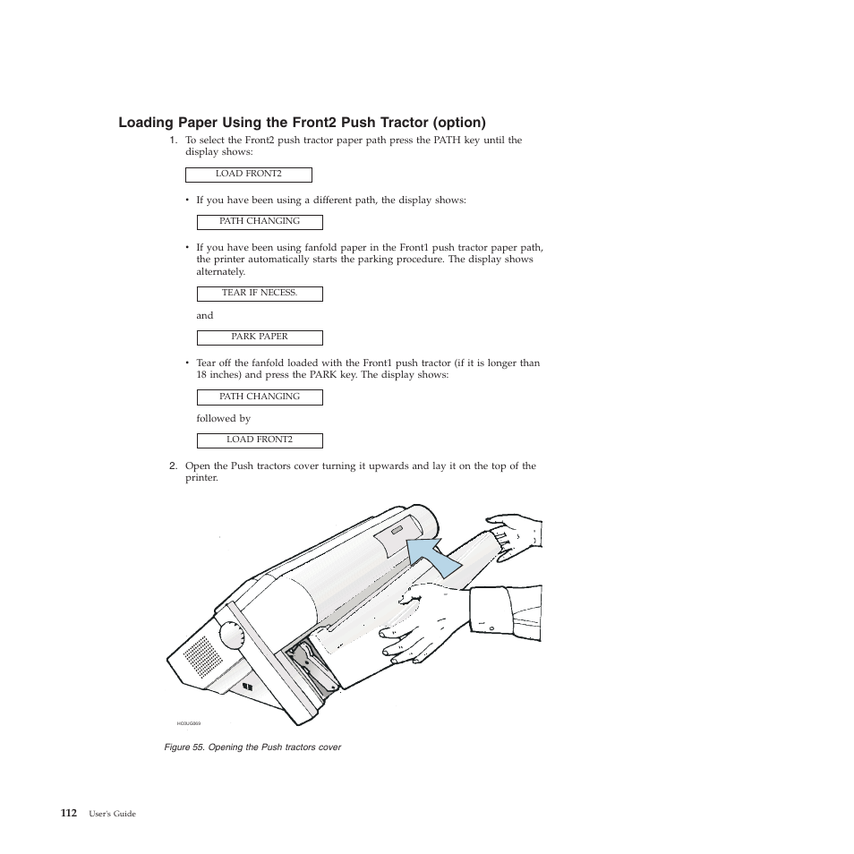 Opening the push tractors cover | Compuprint 4247-L03 User Manual | Page 124 / 142