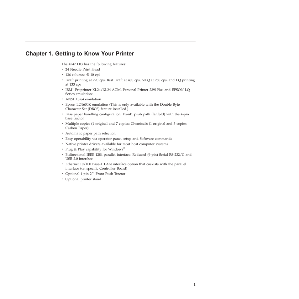 Chapter 1. getting to know your printer | Compuprint 4247-L03 User Manual | Page 13 / 142