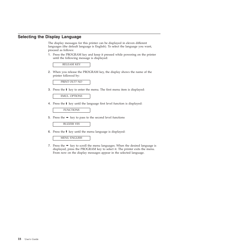 Selecting the display language | Compuprint 4247-L03 User Manual | Page 30 / 142