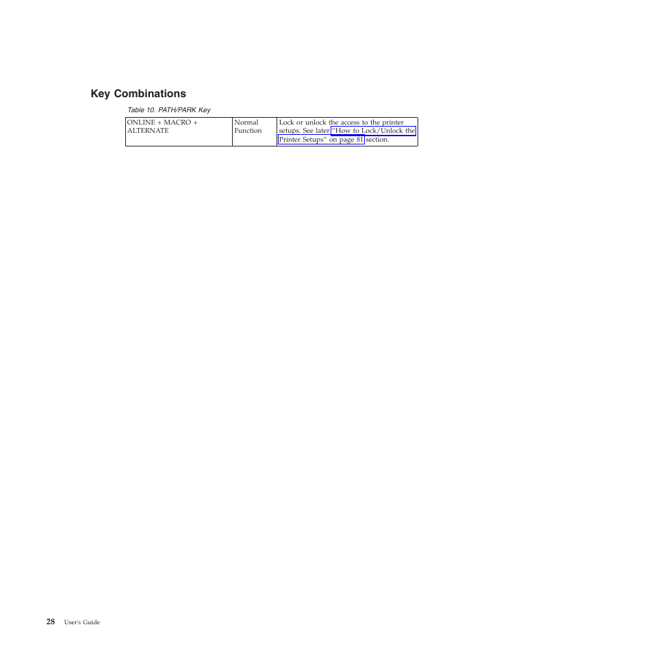 Key combinations, Path/park key | Compuprint 4247-L03 User Manual | Page 40 / 142