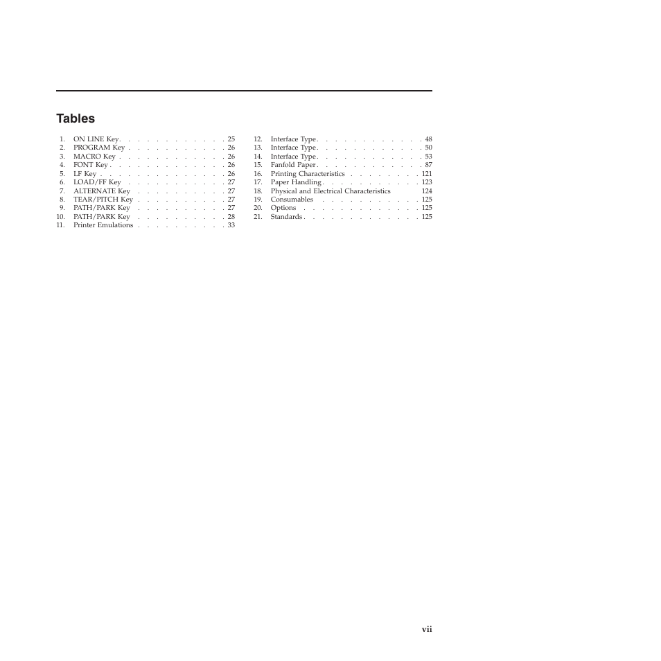 Tables, Tables . . . . . . . . . . . . . . . vii | Compuprint 4247-L03 User Manual | Page 7 / 142