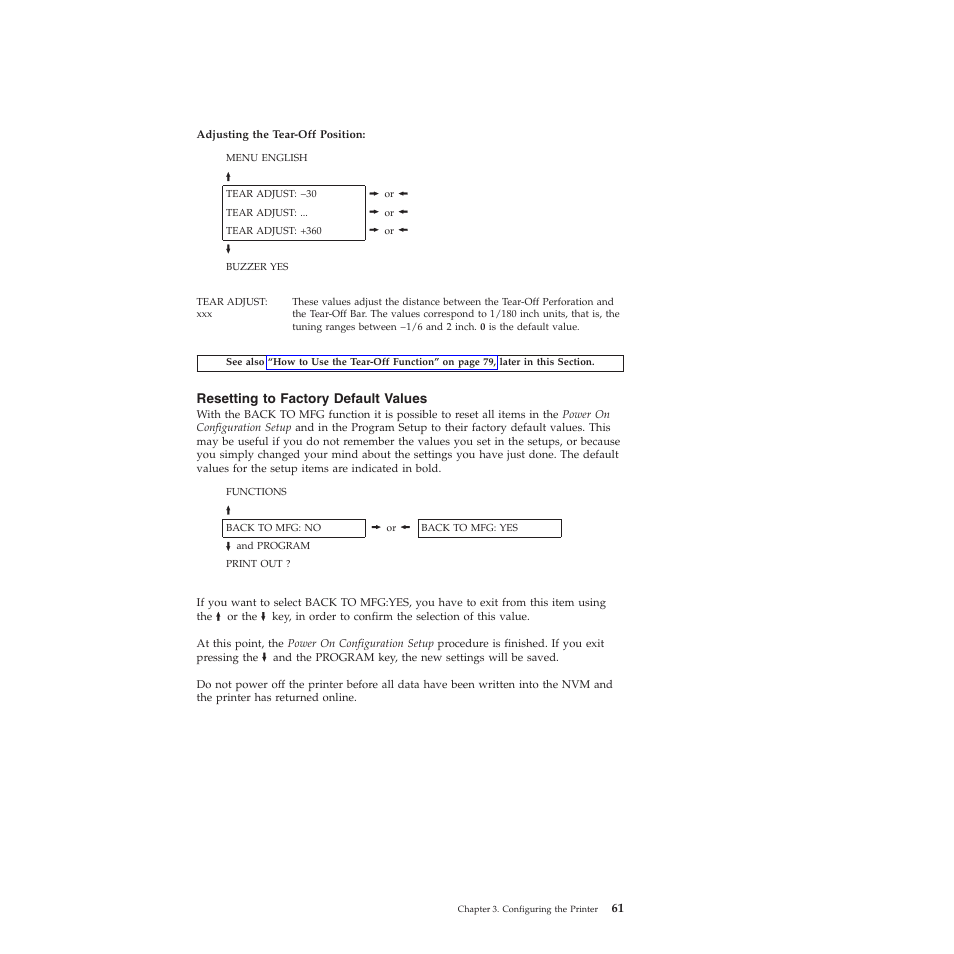 Resetting to factory default values | Compuprint 4247-L03 User Manual | Page 73 / 142