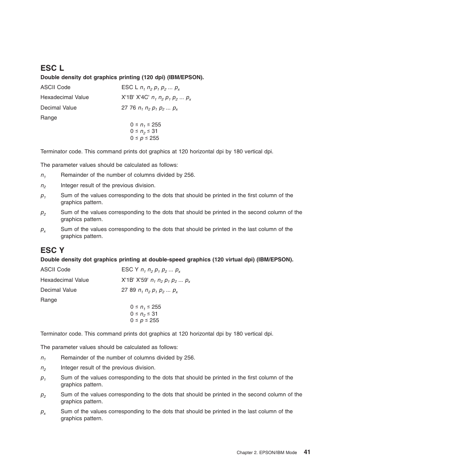 Esc l, Esc y | Compuprint 4247-L03 Programmer Manua User Manual | Page 57 / 204