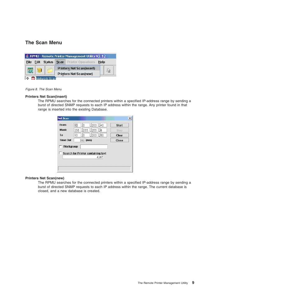 The scan menu | Compuprint 4247-L03 Remote Printer Management Utility User Manual | Page 13 / 36