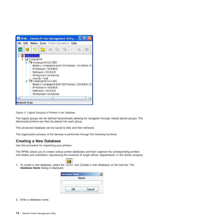 Creating a new database, Create a new database | Compuprint 4247-L03 Remote Printer Management Utility User Manual | Page 18 / 36