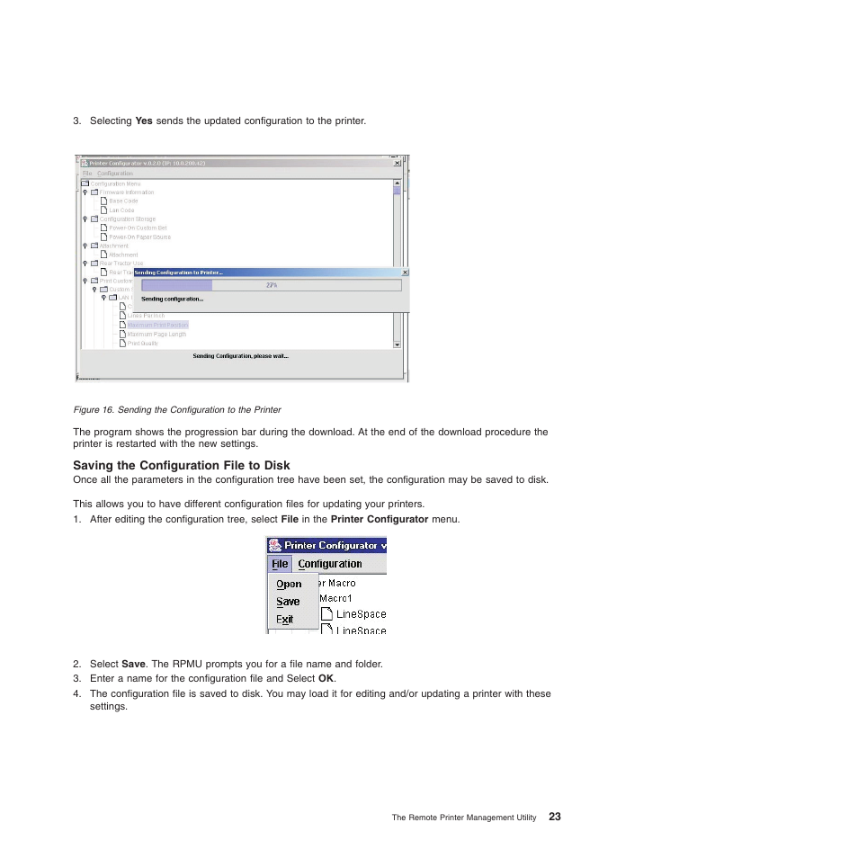 Saving the configuration file to disk | Compuprint 4247-L03 Remote Printer Management Utility User Manual | Page 27 / 36