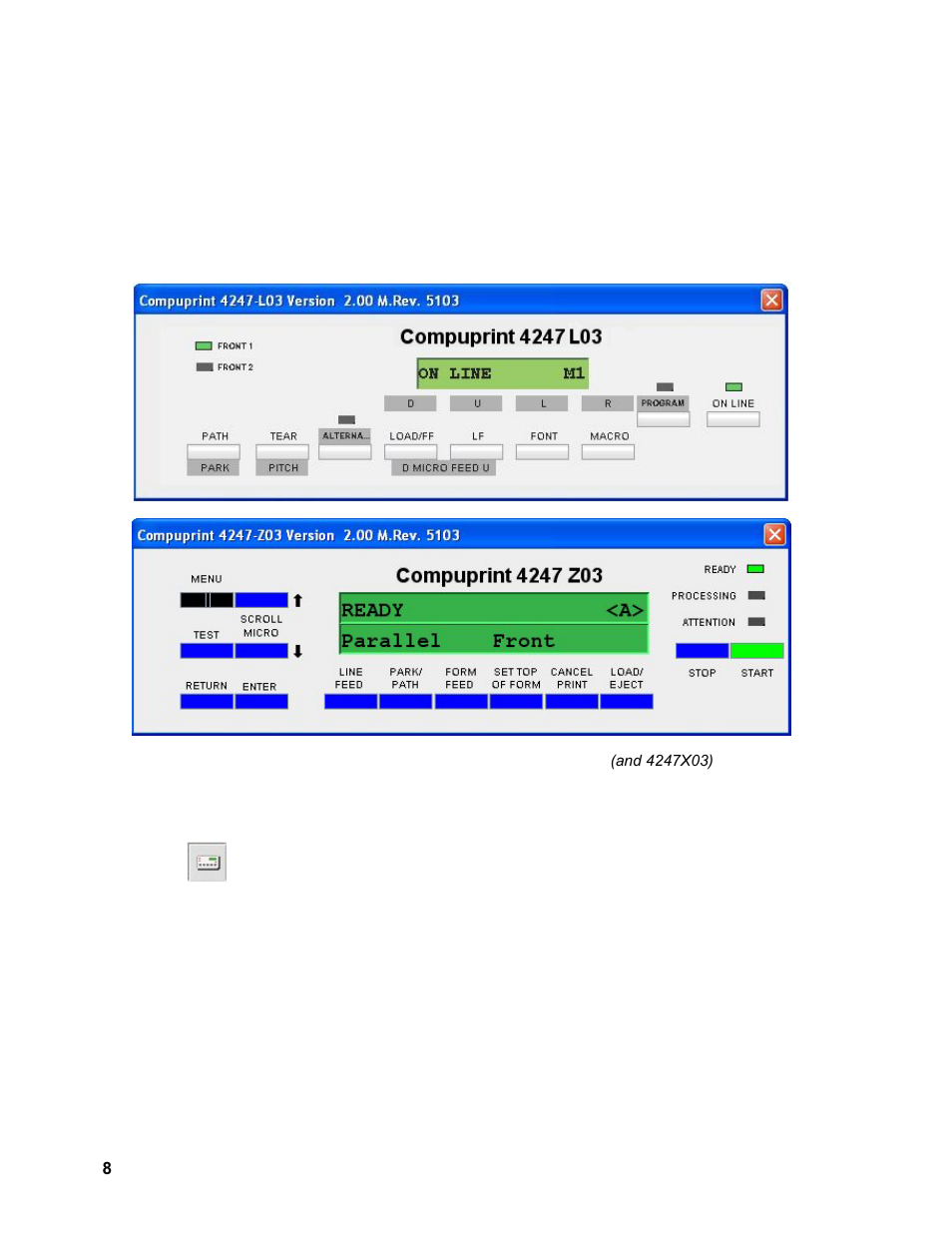 Updating the printer’s list in the database, Remote panel management, Printer net scan (for update) | Compuprint 4247-L03 Remote Printer Management Utility User Manual | Page 32 / 36