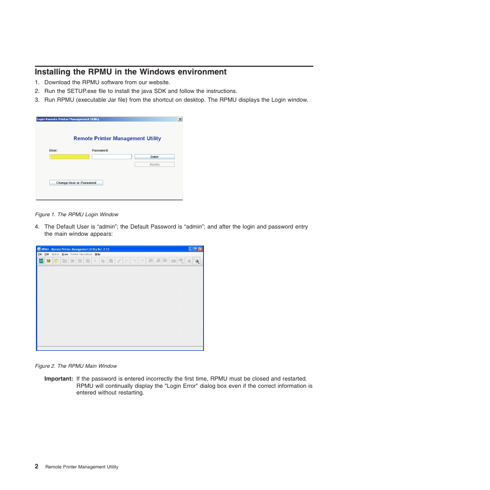 Installing the rpmu in the windows environment | Compuprint 4247-L03 Remote Printer Management Utility User Manual | Page 6 / 36