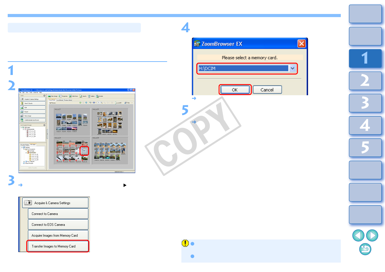 Rewriting images to a memory card, Cop y | Canon XT User Manual | Page 17 / 93