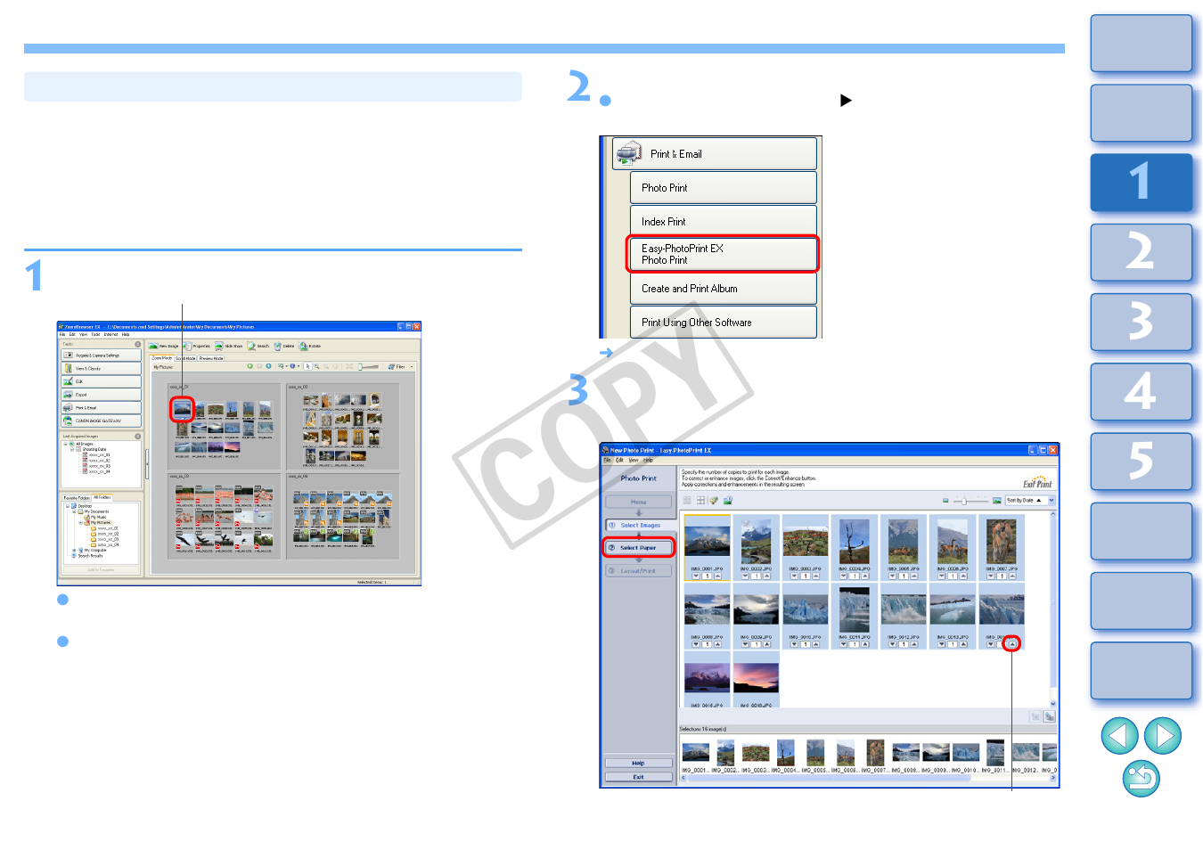 Printing an image using easy-photoprint ex, Cop y | Canon XT User Manual | Page 19 / 93