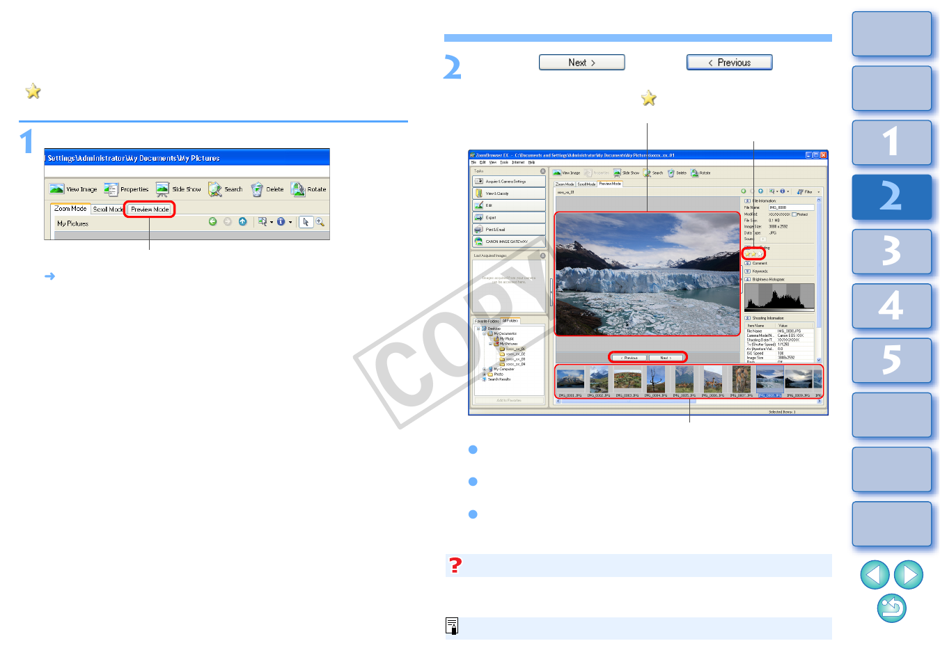Efficiently checking/sorting images, Cop y | Canon XT User Manual | Page 26 / 93