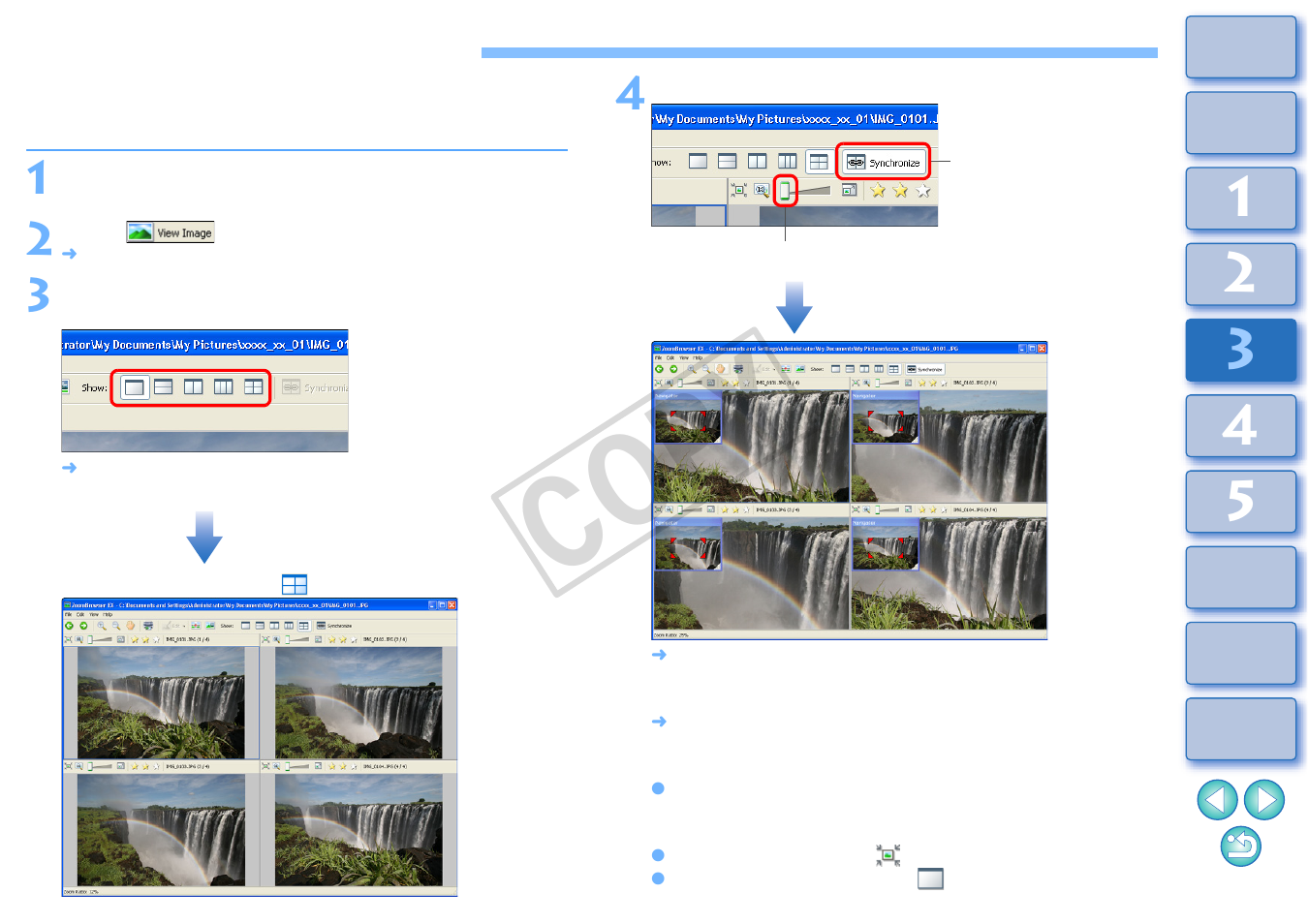 Comparing multiple images, Cop y | Canon XT User Manual | Page 52 / 93