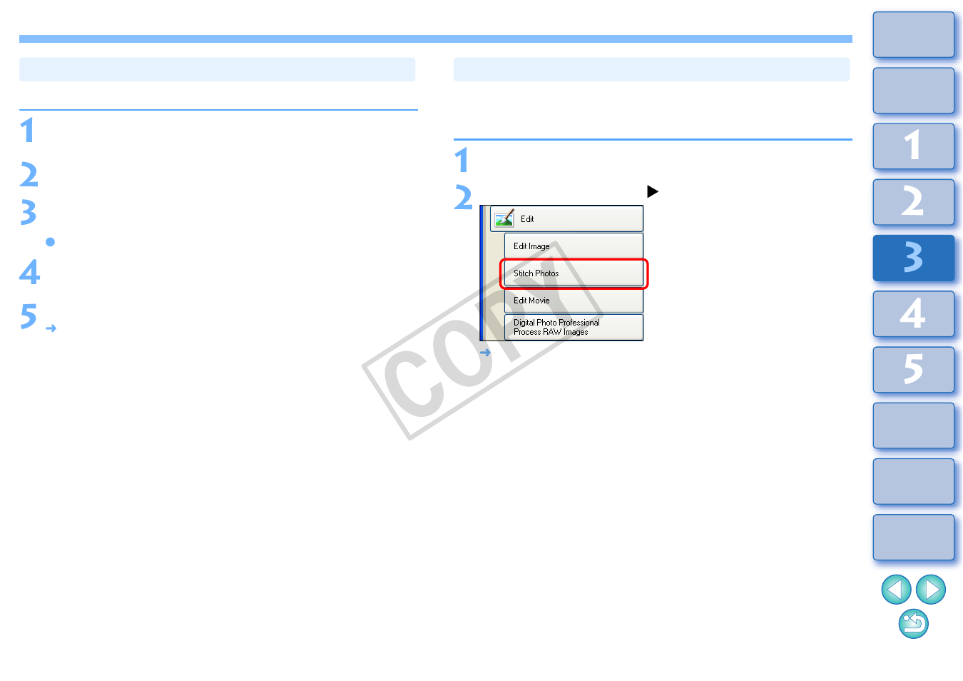 Merging images to create panorama images, Cop y | Canon XT User Manual | Page 68 / 93