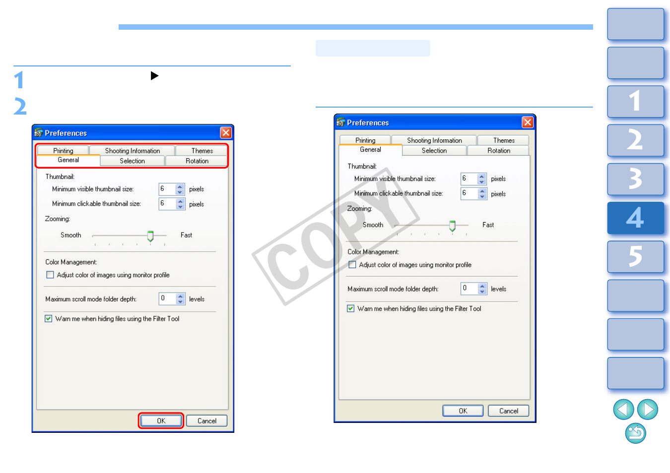 Preferences, General settings, P.72) | Cop y | Canon XT User Manual | Page 73 / 93